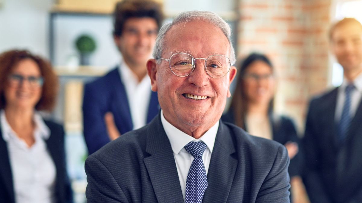 senior man crossing his arms