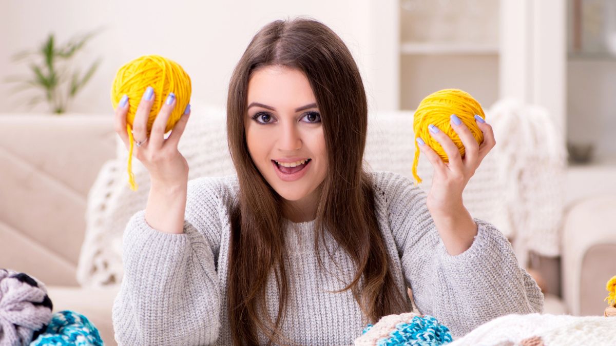 woman crocheting