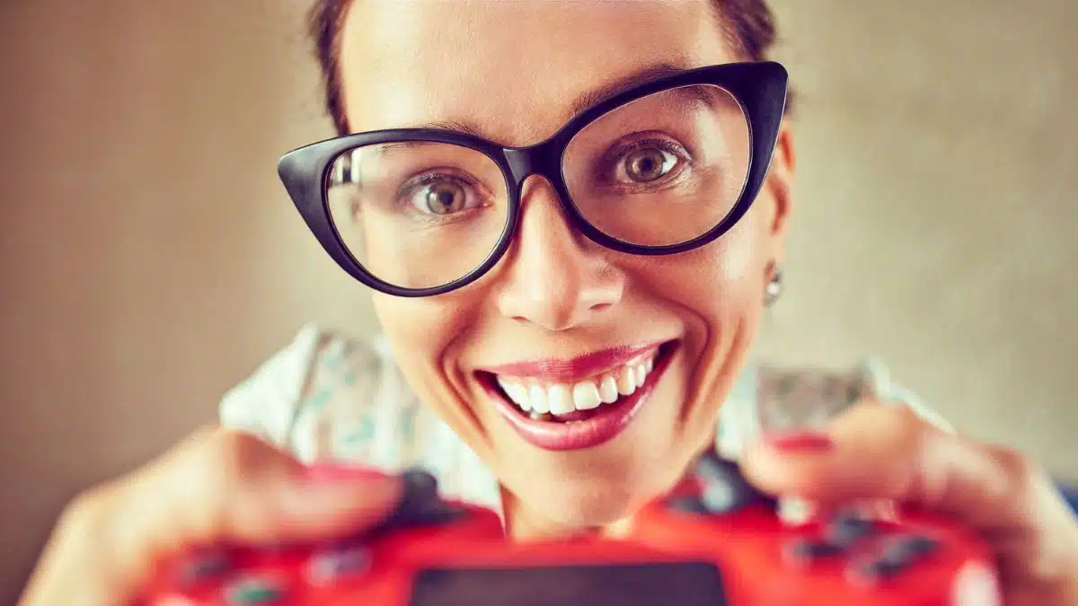 woman playing videos