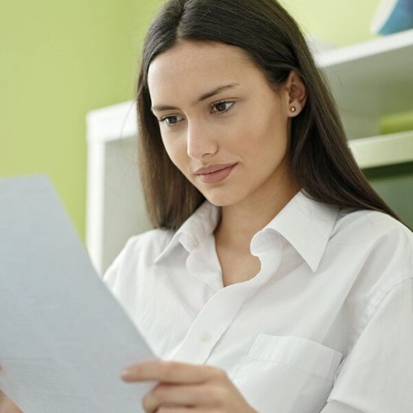woman reading the mail