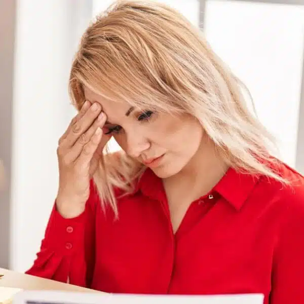 woman stressed at the office