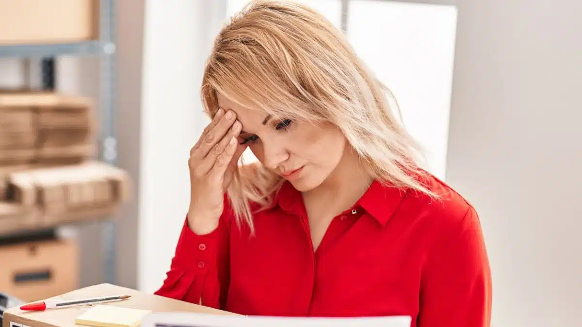 woman stressed at the office