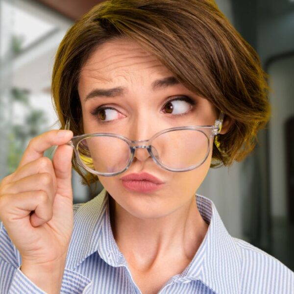 woman with glasses in the home