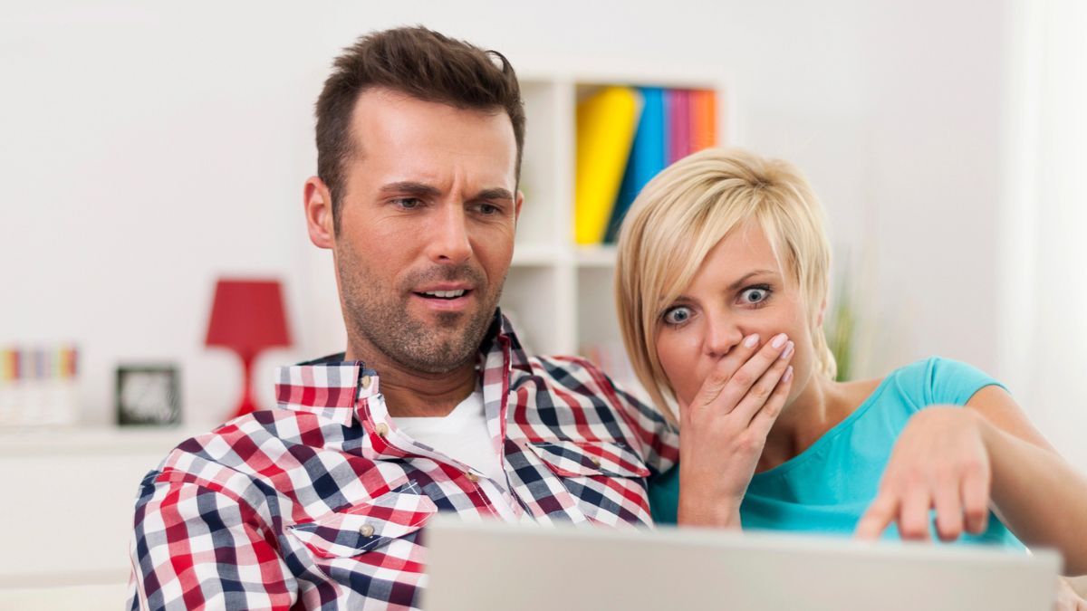 young couple in shock