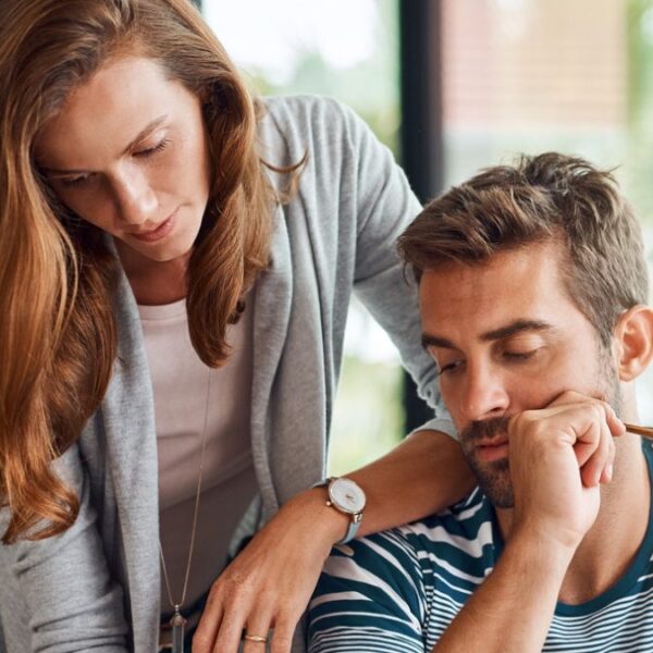 couple looking at the budget