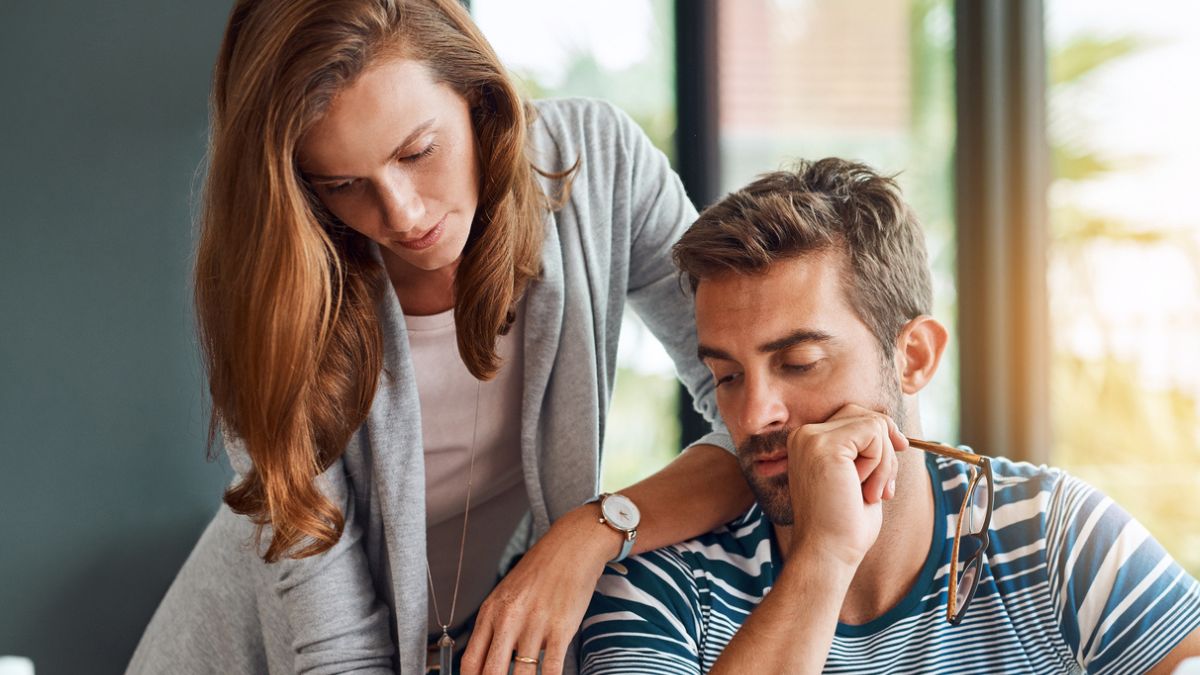 couple looking at the budget