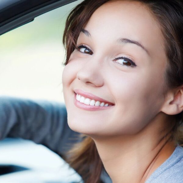 driving woman in a car