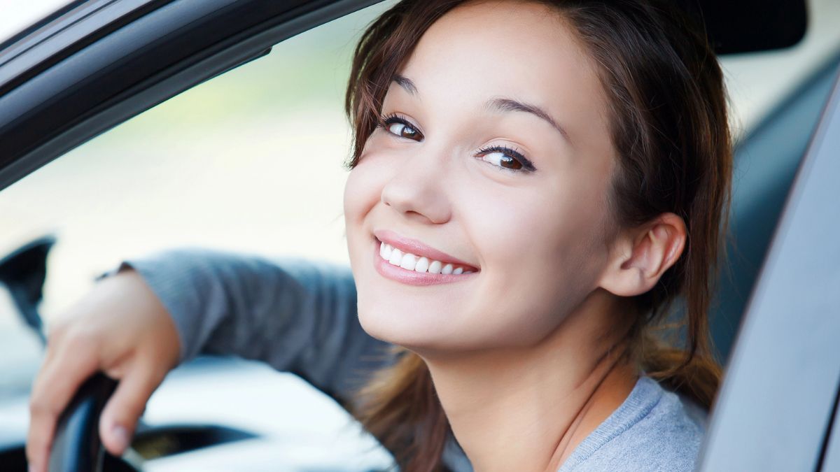 driving woman in a car
