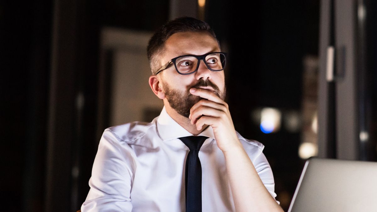 office worker thinking