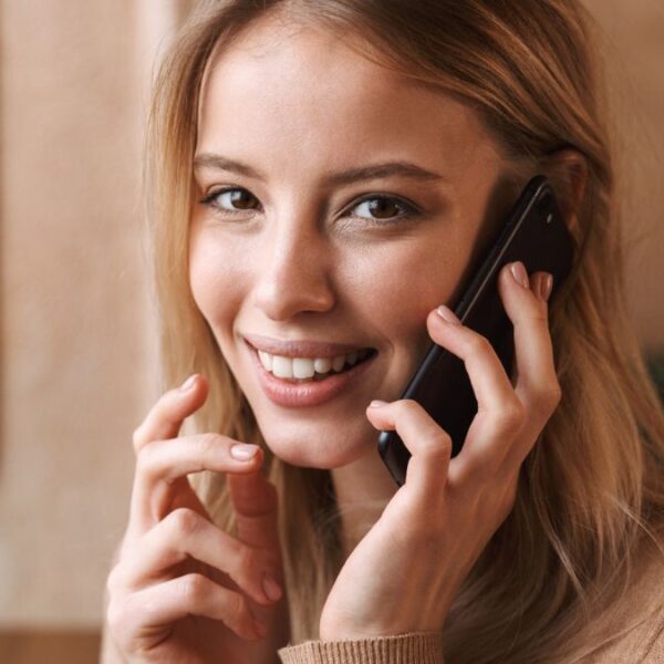 woman happy on the phone