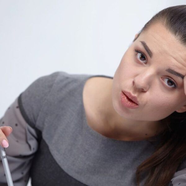 woman looking at her finances stuck