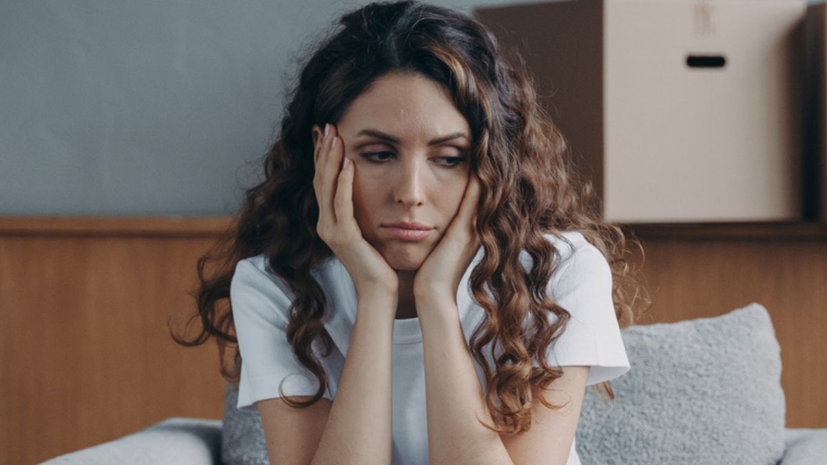 woman sad at home