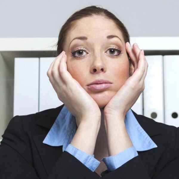 woman sad at work