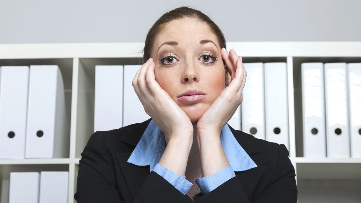 woman sad at work