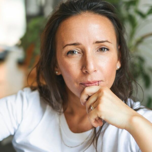 woman sitting alone