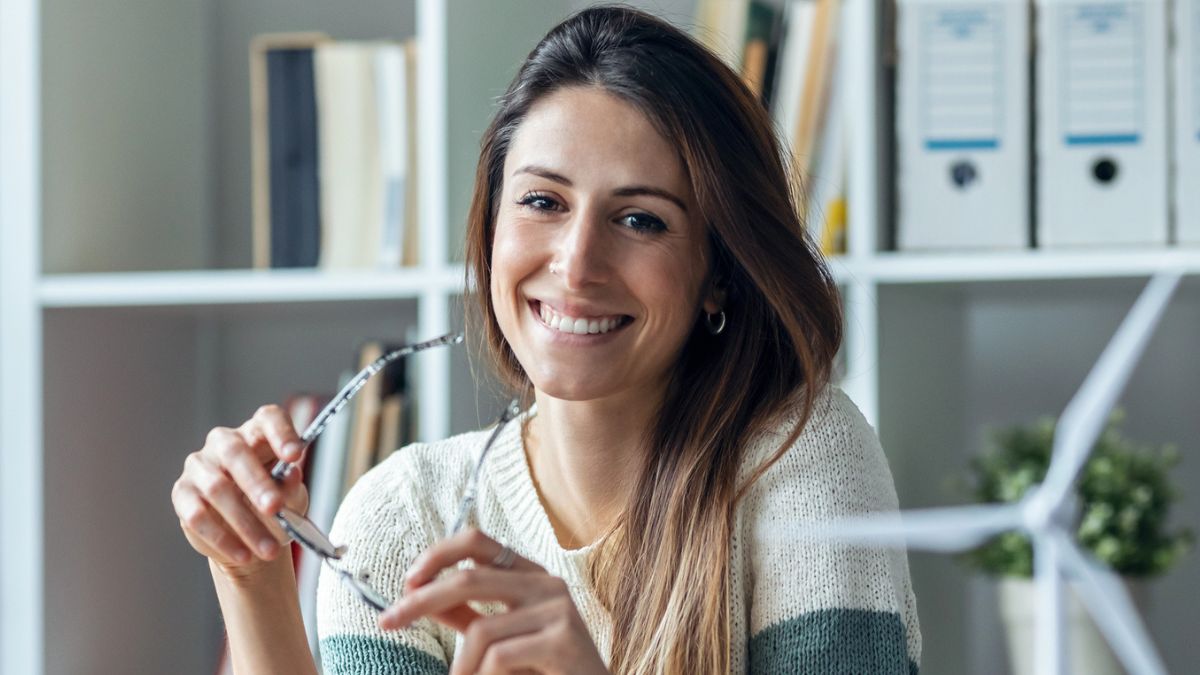 woman smiling in the office