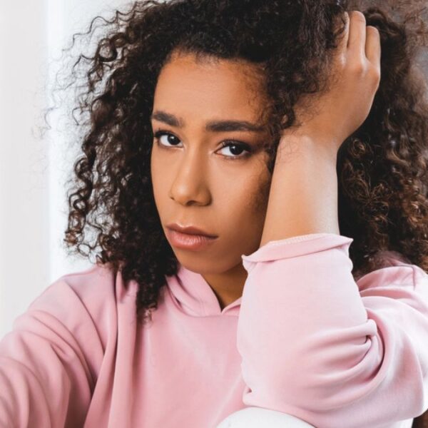 woman staring at the camera