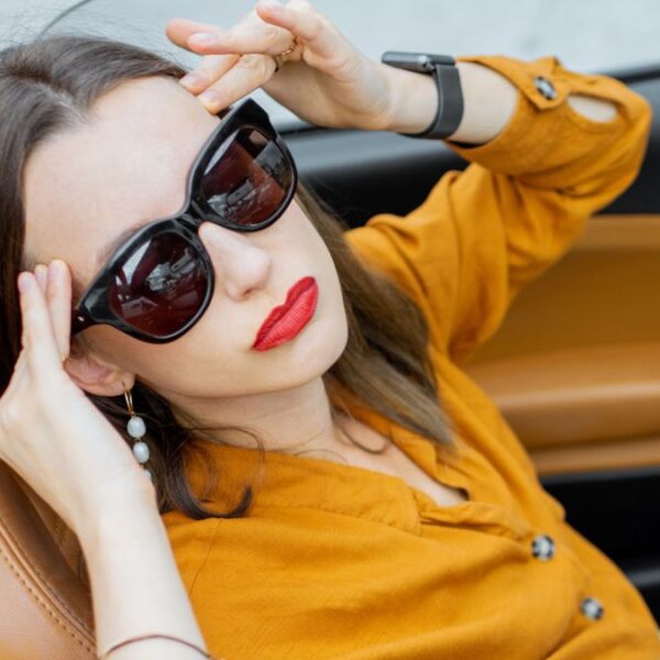 woman sunglasses car