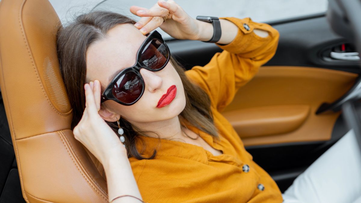 woman sunglasses car