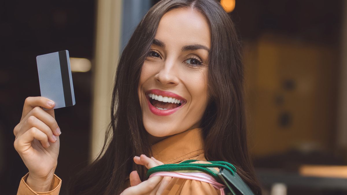 woman with a credit card shopping