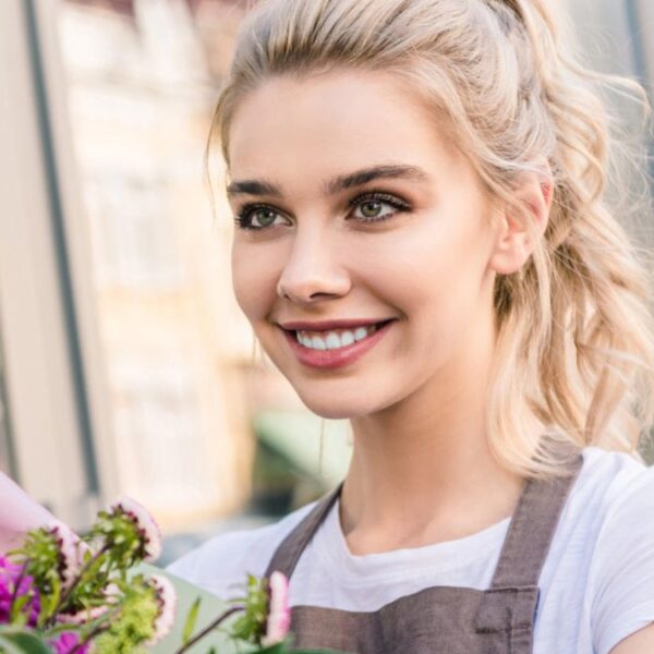 woman with flowers