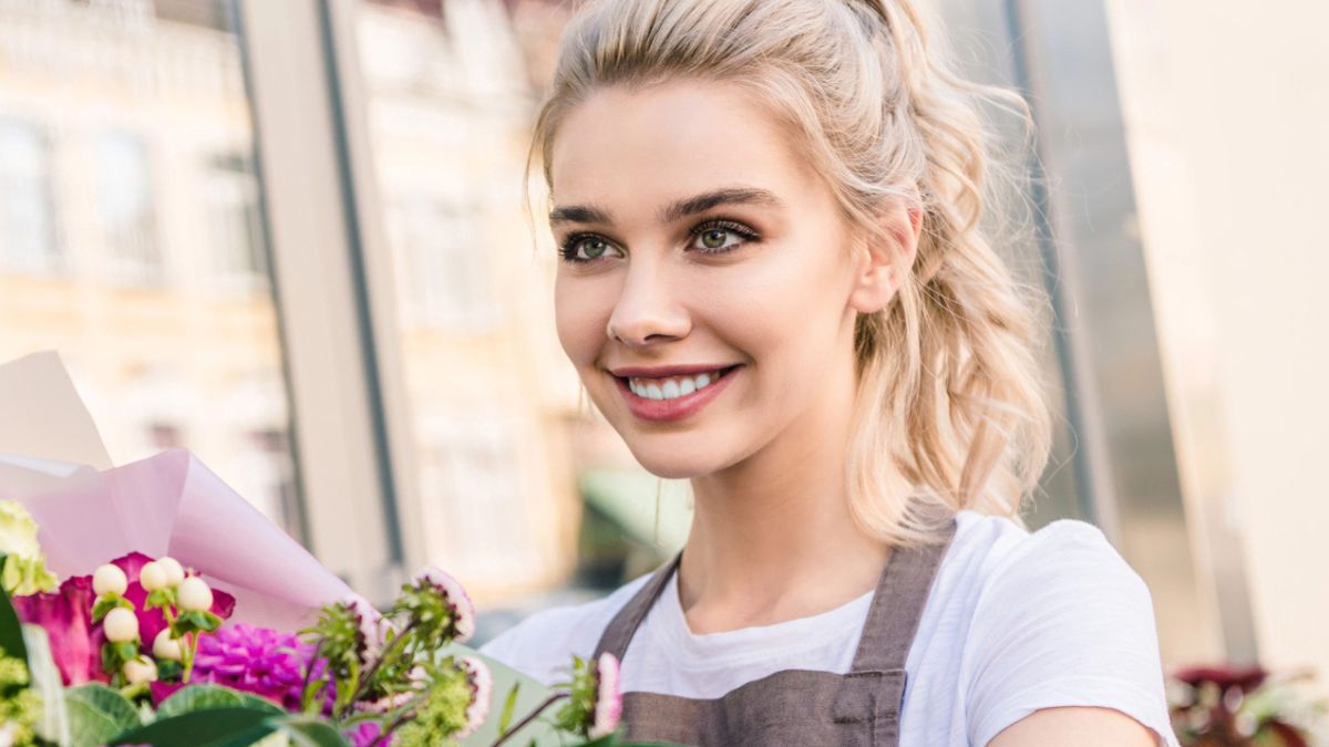 woman with flowers