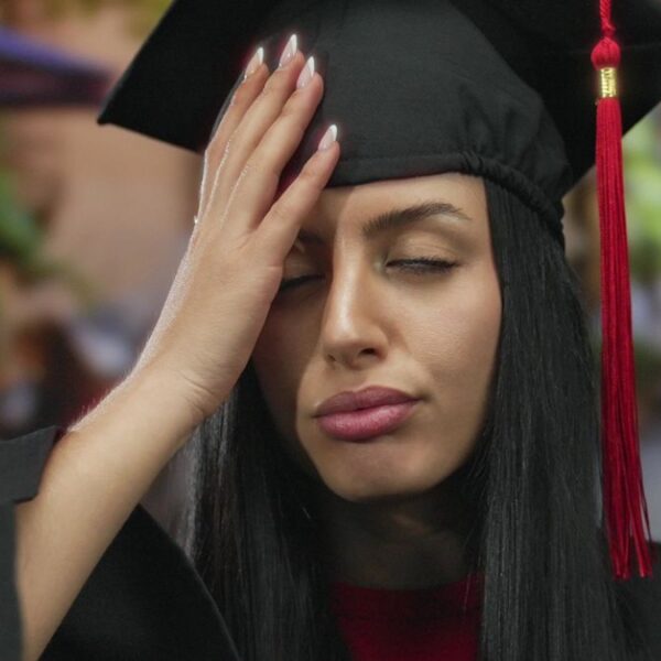 graduate sad and stressed