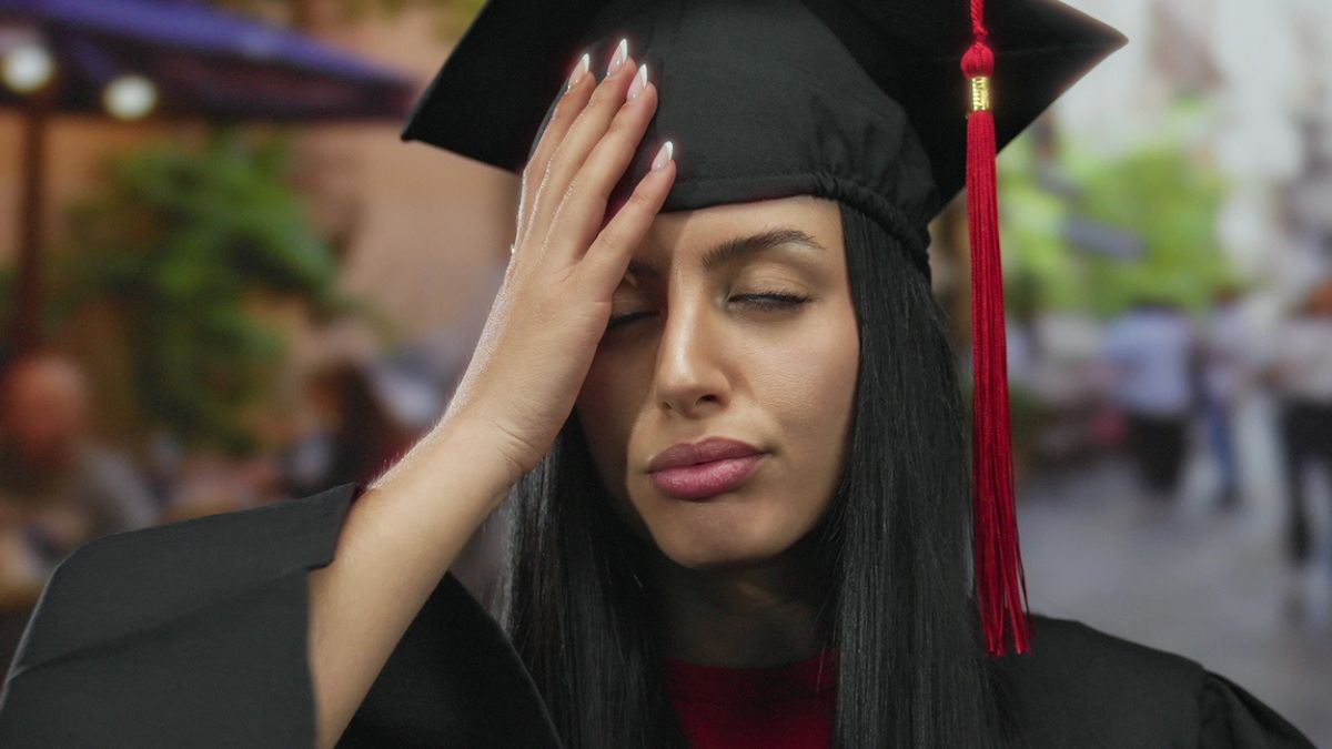 graduate sad and stressed
