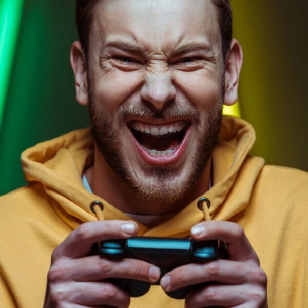 man gaming alone