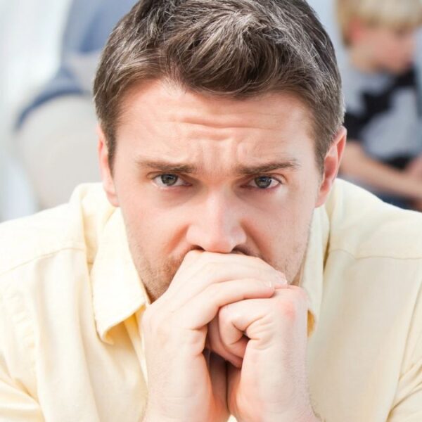 man thinking hard