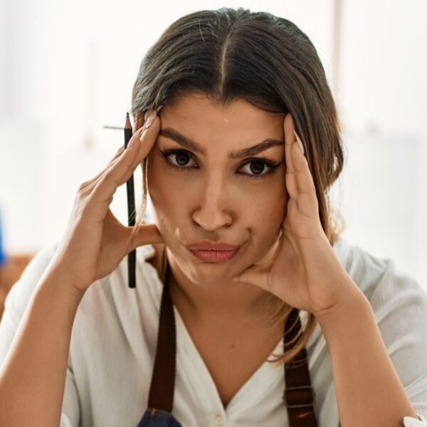 woman artist stressed worried