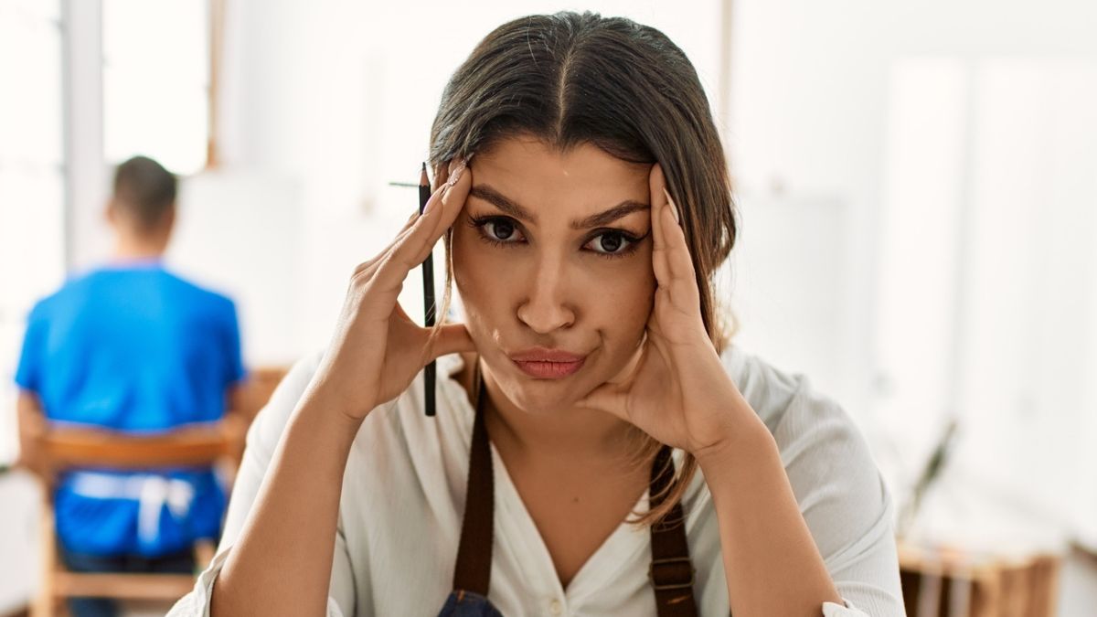 woman artist stressed worried