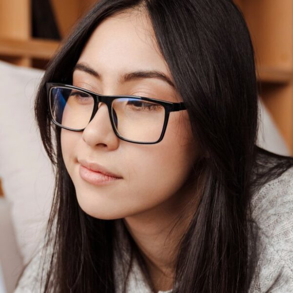 woman confused glasses thinking