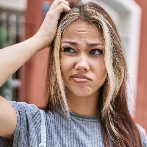 woman confused outside
