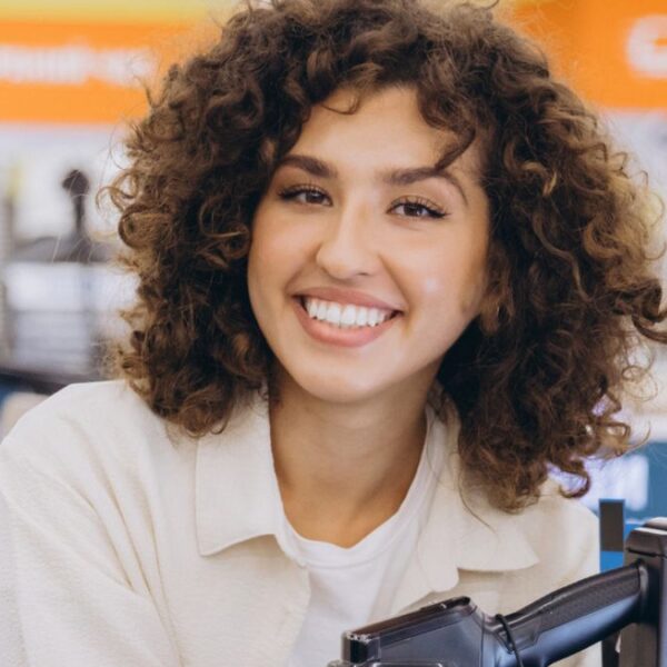 woman shopping with an appliance