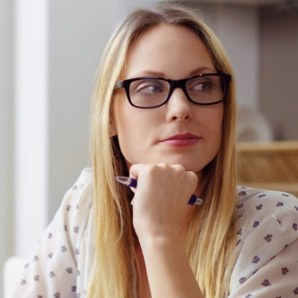 woman thinking on her own