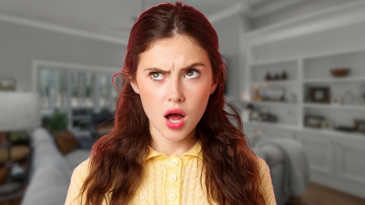 young woman confused eyes