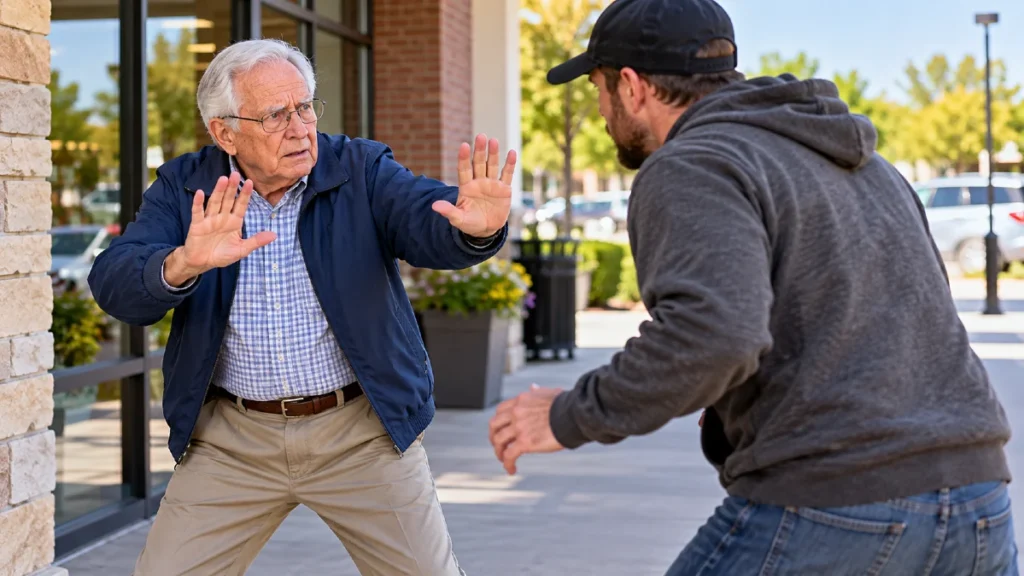 5 Simple Self-Defense Moves Anyone Over 60 Can Learn The Hands-Up Barrier Helps Stop Someone Getting Too Close